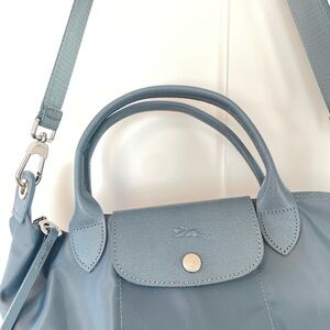 Longchamp neo le pliage shoulder bag blue grey